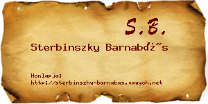 Sterbinszky Barnabás névjegykártya